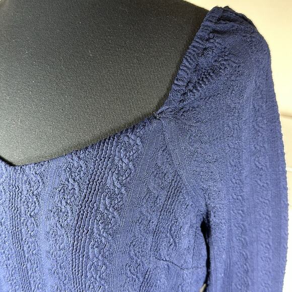 Julia Jordan Sweetheart Neck Long Sleeve Knit Dress Navy Blue Textured Size 14 - Picture 8 of 16